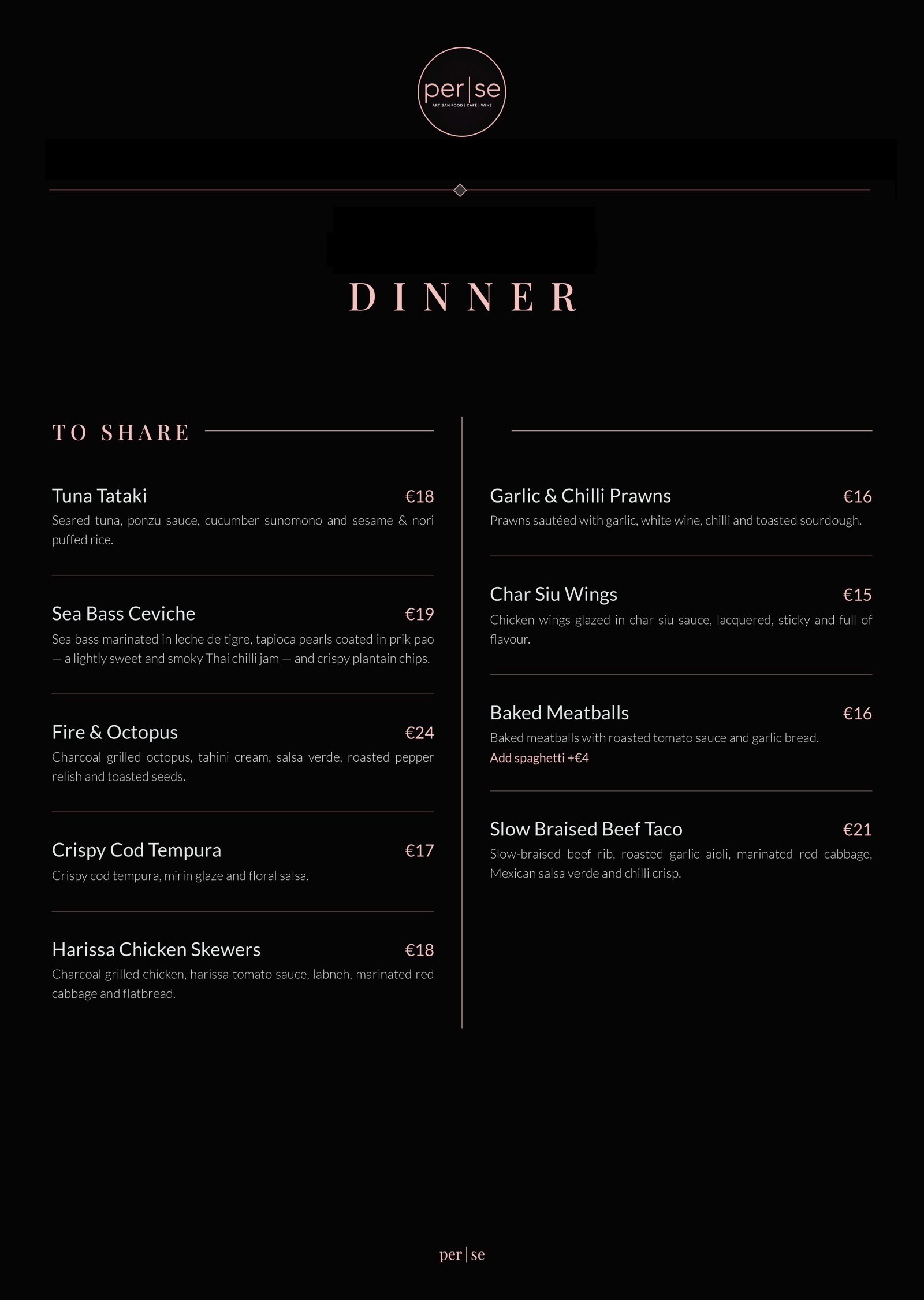 Dinner Menu EN — front