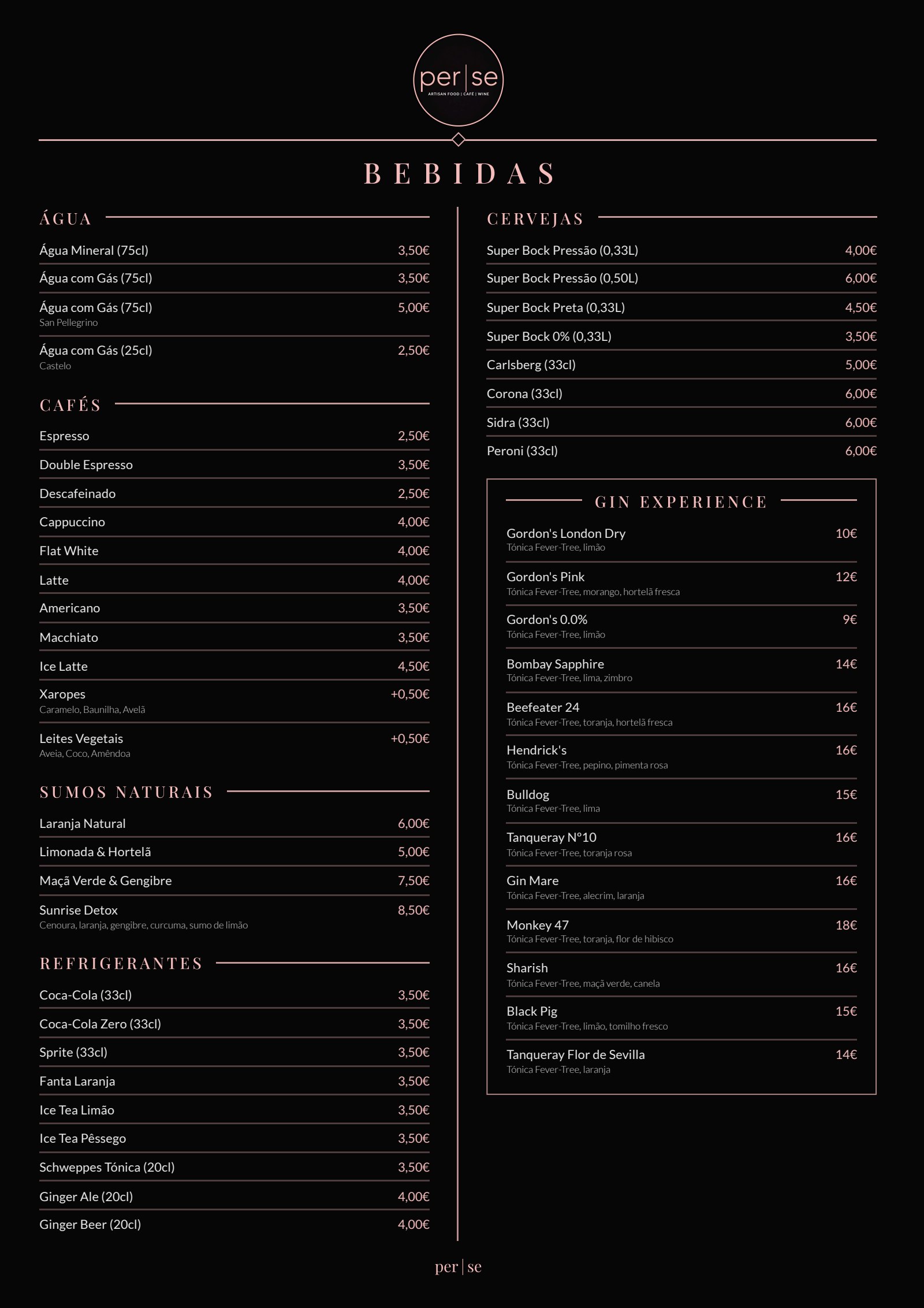 Carta de Bebidas PT — frente