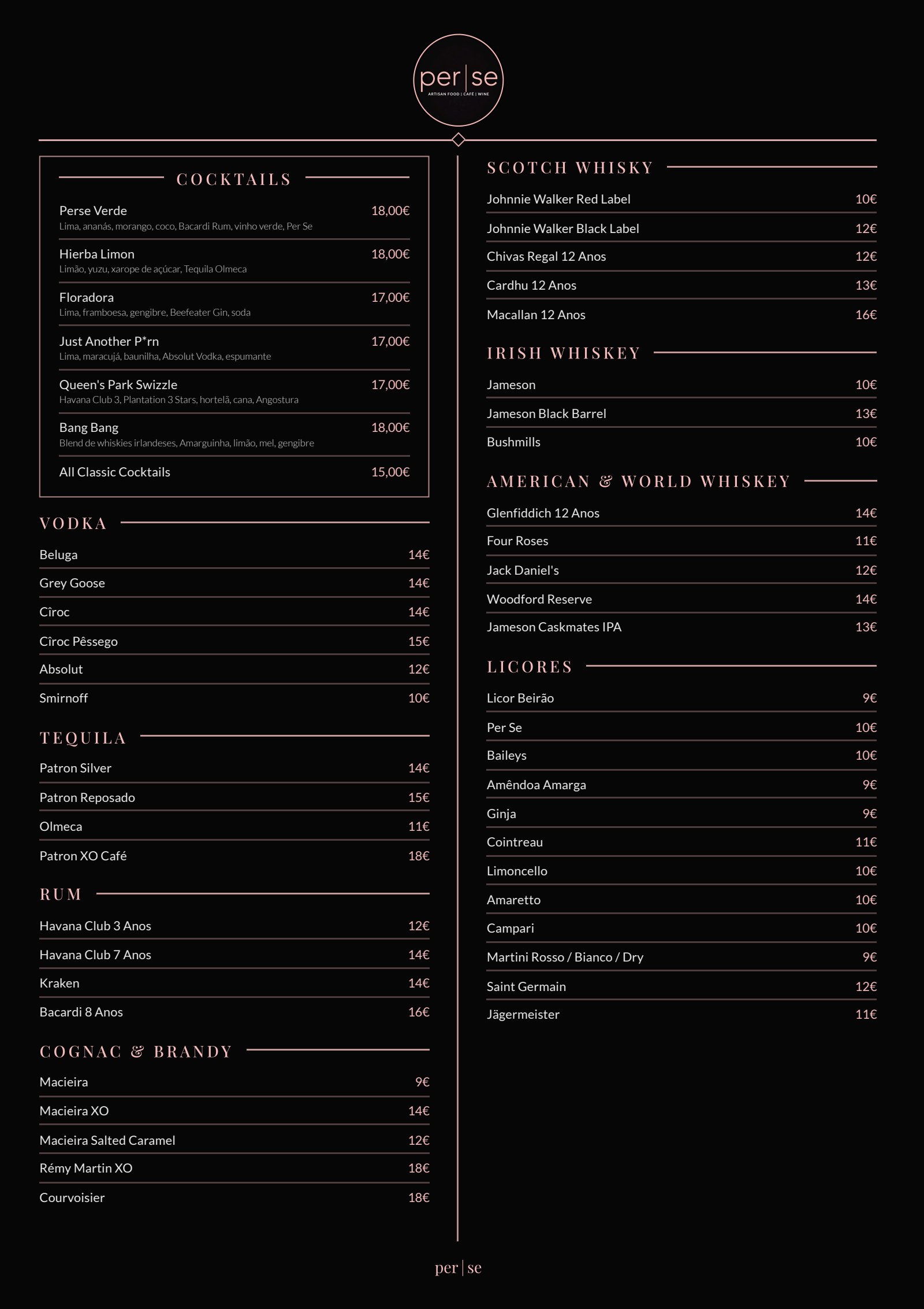 Carta de Bebidas PT — verso