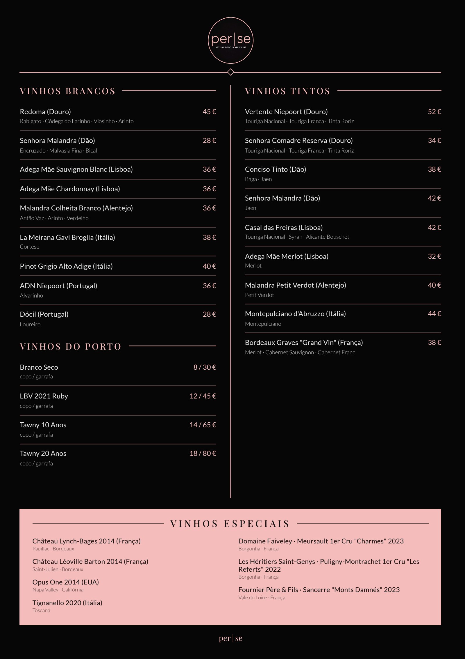 Carta de Vinhos PT — verso